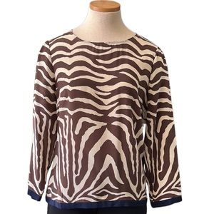 J.Crew Zebra Print Top, Brown, size 8